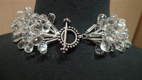 Churchill Private Label Tear Drop Rock Crystal and Sterling Silver Torsade Necklace