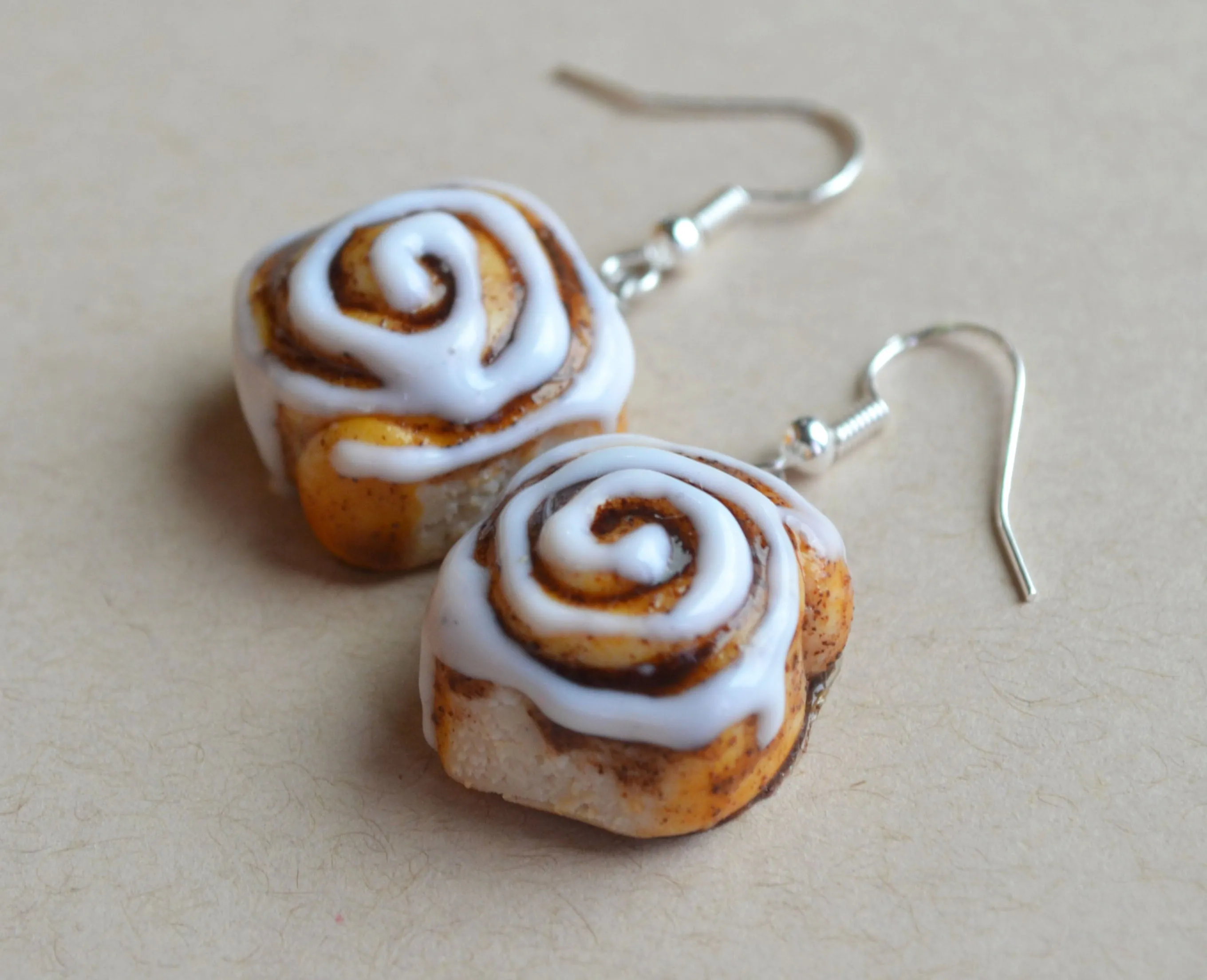 Cinnamon Roll Hook Earrings
