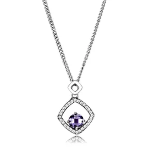 CJ229 Wholesale Women's Stainless Steel AAA Grade CZ Amethyst Square Chain Pendant