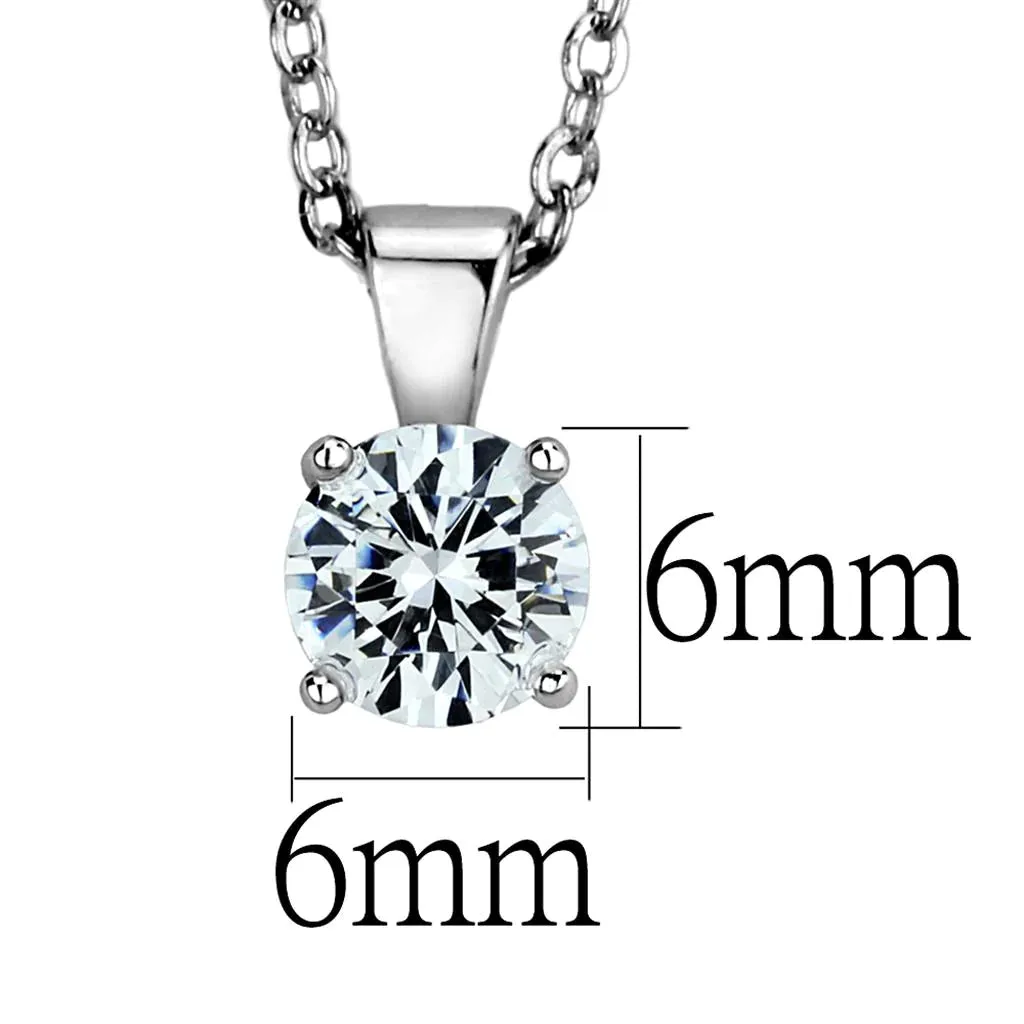 CJ890 Wholesale Women's Sterling Silver Clear Round Chain Necklace