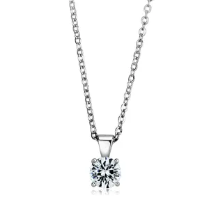 CJ890 Wholesale Women's Sterling Silver Clear Round Chain Necklace