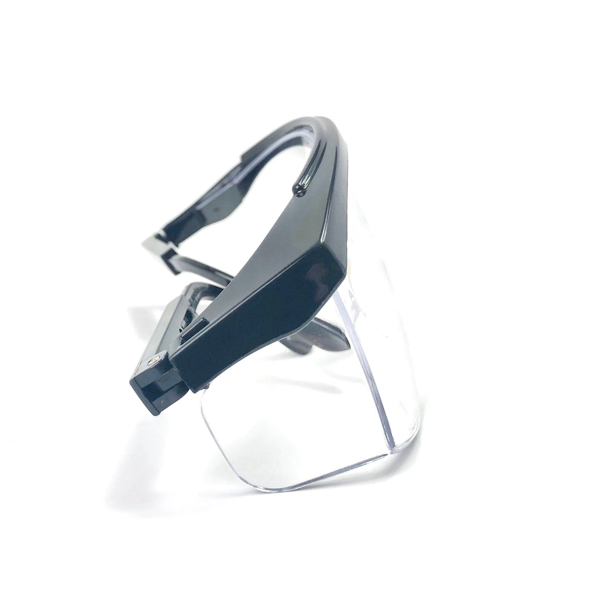 Clear safety glasses with black temples and top bar , SKU #SS11OAF