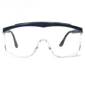 Clear safety glasses with black temples and top bar , SKU #SS11OAF