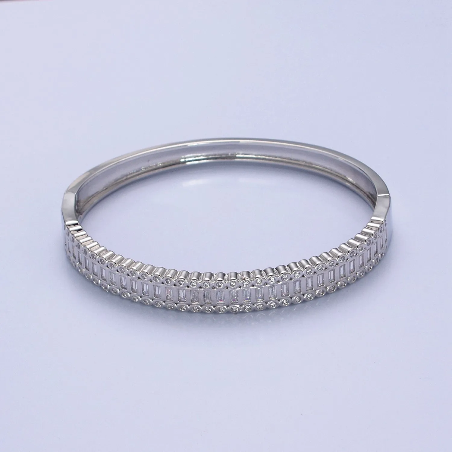 Clearance Pricing BLOWOUT 24K Gold Filled Slim Round CZ Stone Buckle Bangle Bracelet For Wholesale Bangles & Jewelry WA-953 WA-954