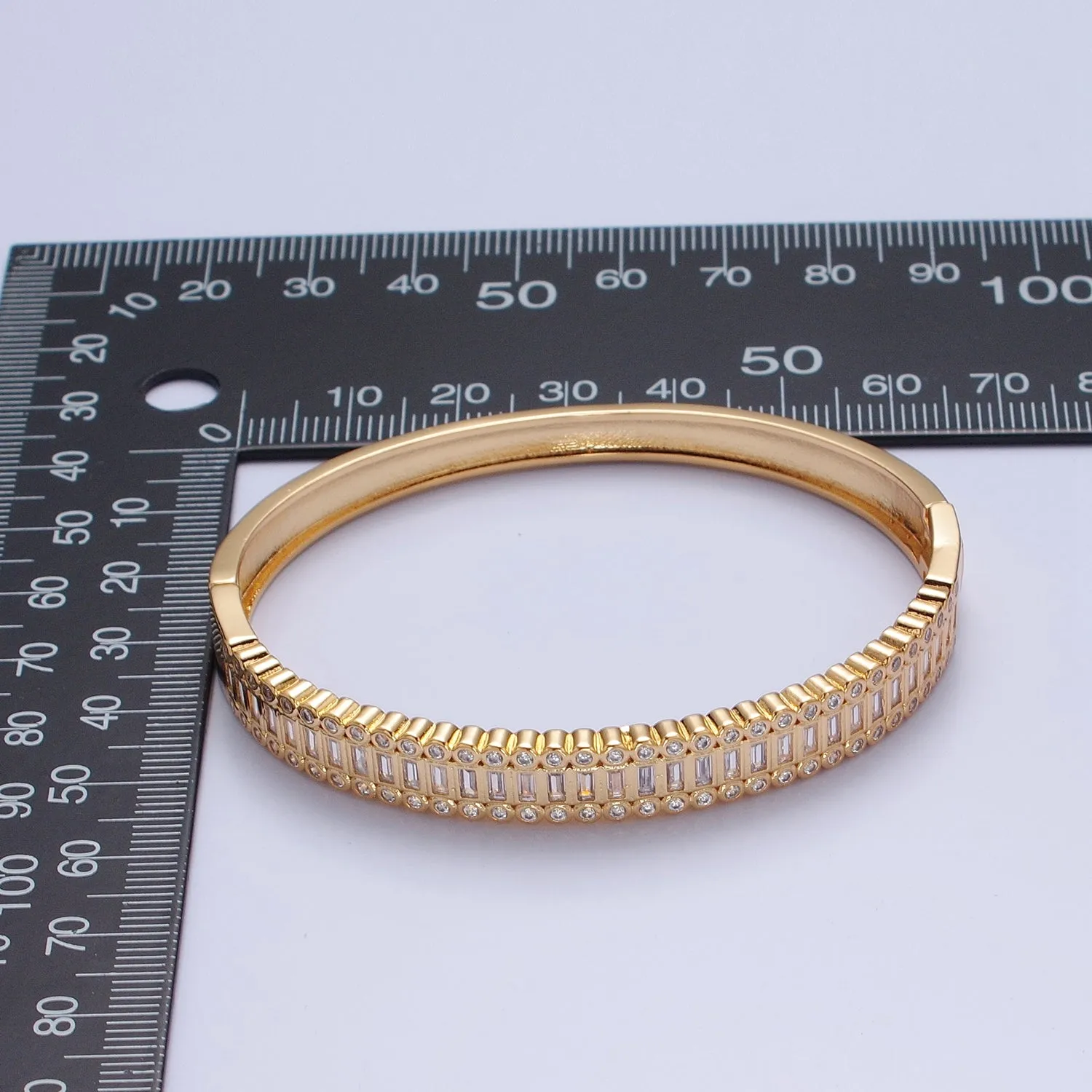Clearance Pricing BLOWOUT 24K Gold Filled Slim Round CZ Stone Buckle Bangle Bracelet For Wholesale Bangles & Jewelry WA-953 WA-954