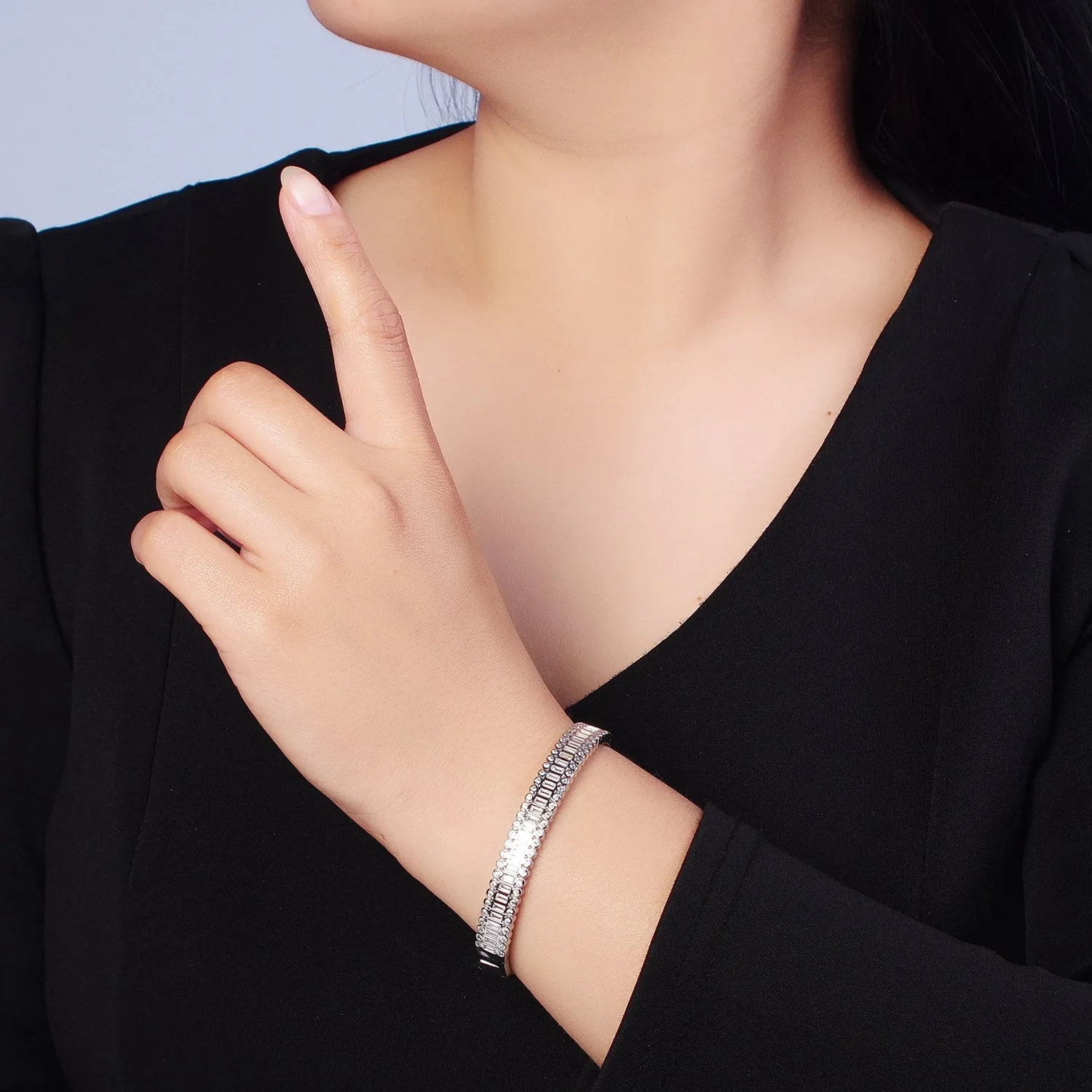 Clearance Pricing BLOWOUT 24K Gold Filled Slim Round CZ Stone Buckle Bangle Bracelet For Wholesale Bangles & Jewelry WA-953 WA-954