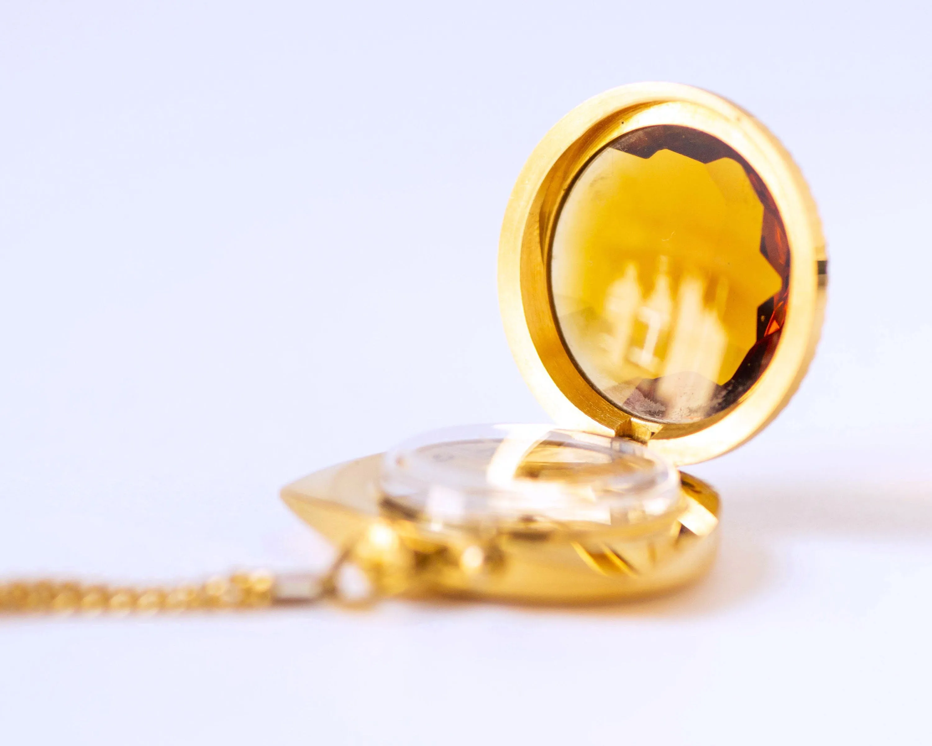Cocktail watch pendant orange cover Dawn, lady's watch necklace trigonal gold plated, chunky watch pendant jewelry gift, party women's watch