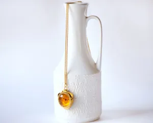 Cocktail watch pendant orange cover Dawn, lady's watch necklace trigonal gold plated, chunky watch pendant jewelry gift, party women's watch