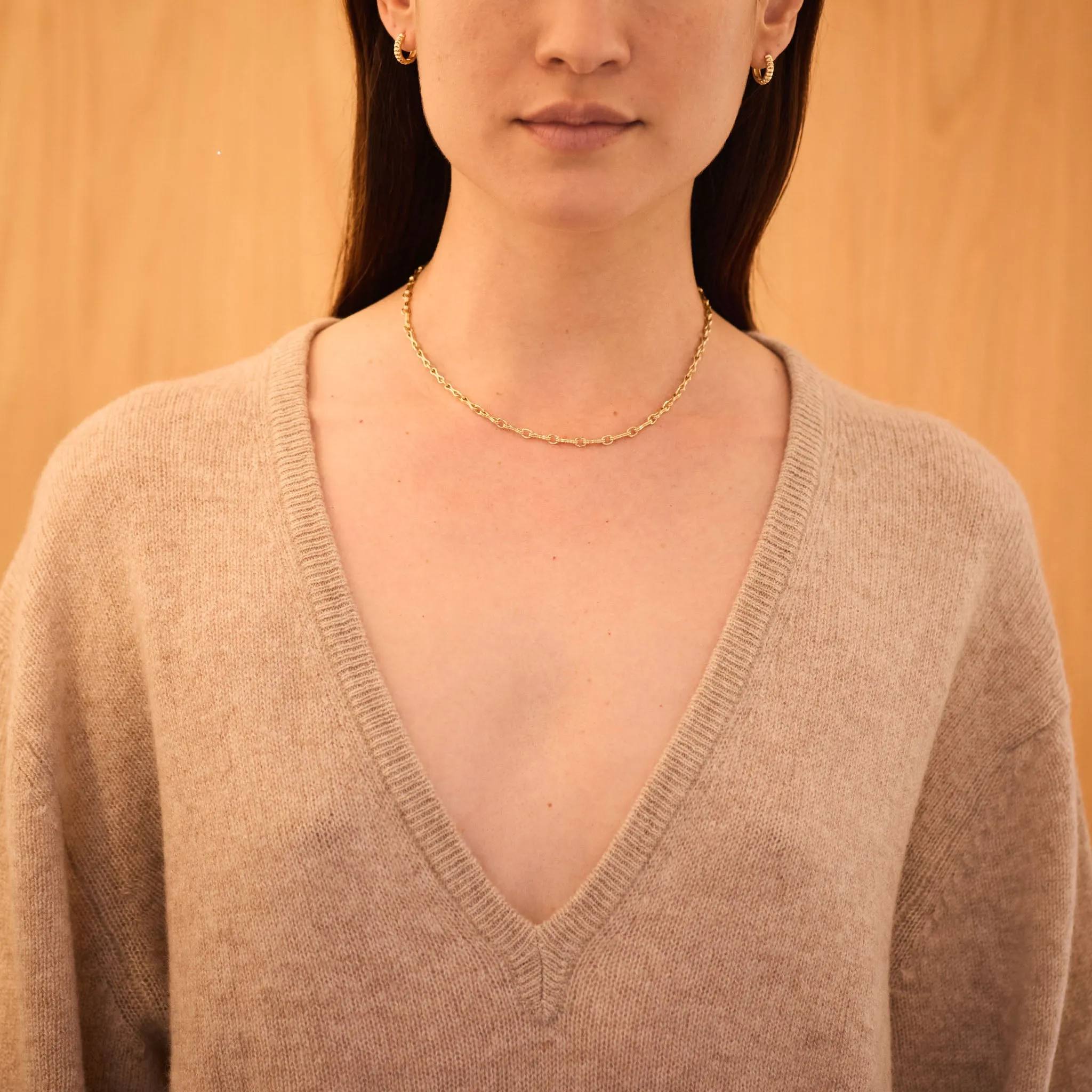 Column Chain Necklace, 18K Yellow Gold, Small Link, 16"