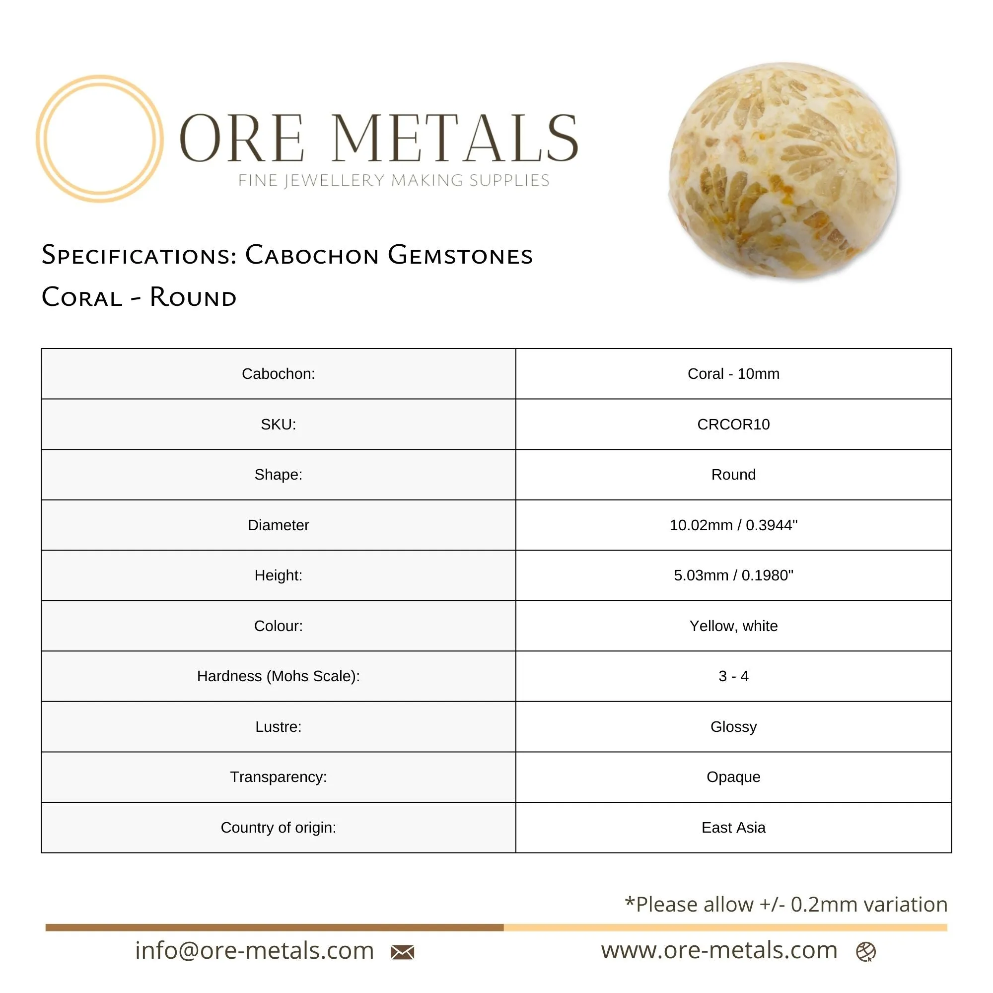 Coral - Round Cabochon