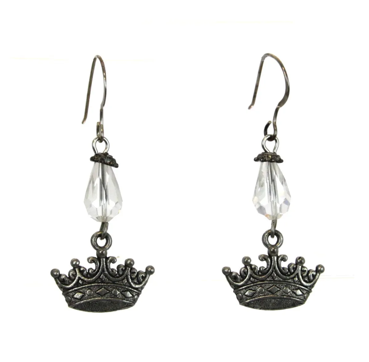 Crown Earrings Pewter