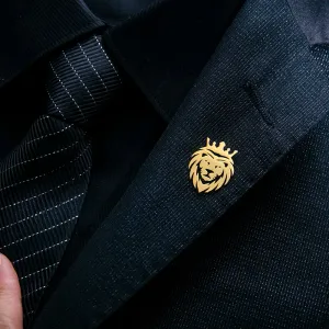 Crown Lion Brooch Stainless Steel