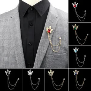 Crystal Tassel Chain Pin