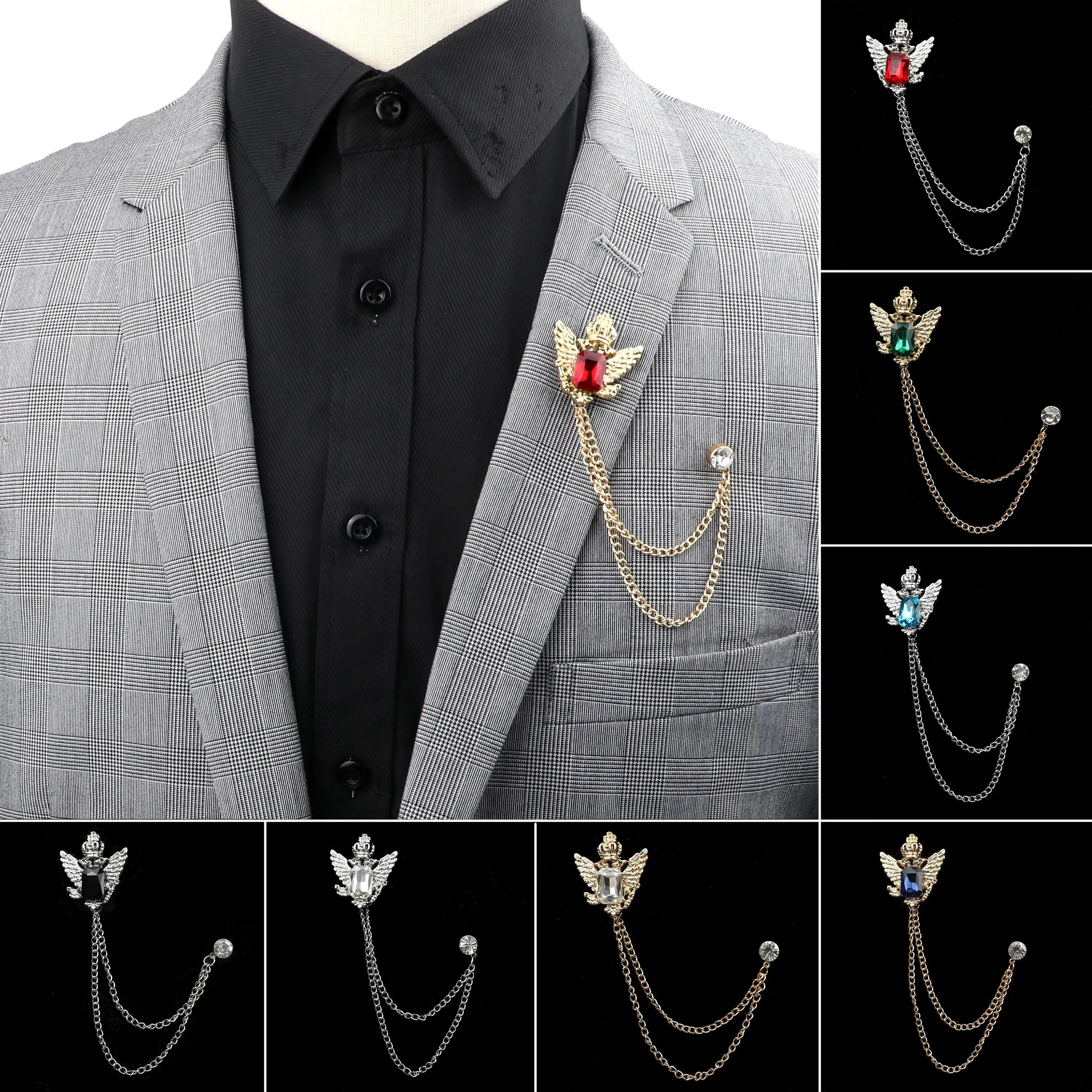 Crystal Tassel Chain Pin