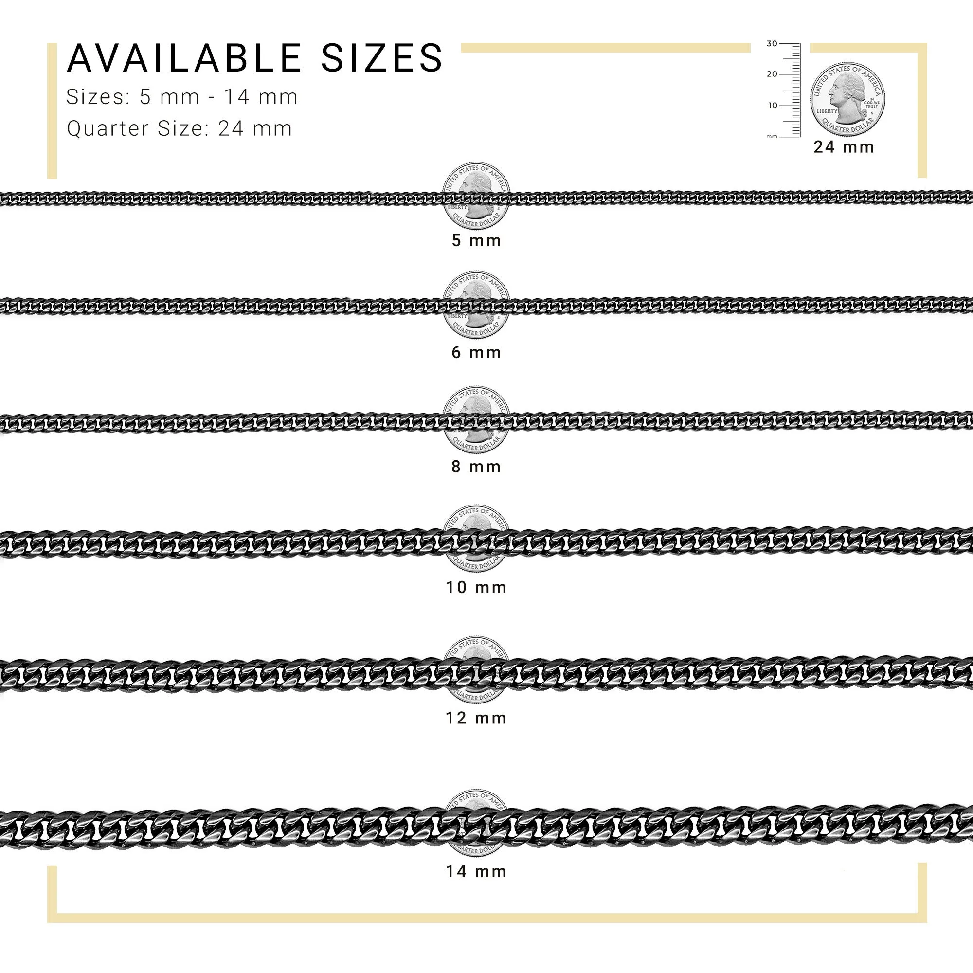 Cuban Link Chain Black Curb Bracelet 8.5" Stainless Steel Men Jewelry