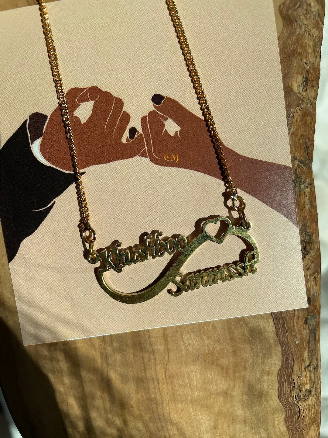 Custom Name Chain With Infinity Pendant & 2 Names With A Mini Heart
