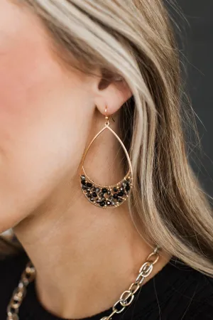 Cute To Boot Teardrop Dangle Earrings- Gold & Black