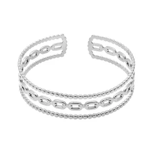 CZ Pavé Slim Cuff – Stainless Steel