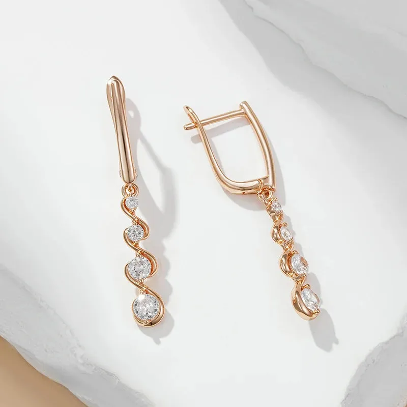 Dainty Dangle Diamonds Swirl Earrings