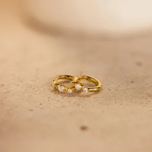 Dainty Opal Diamond Huggies