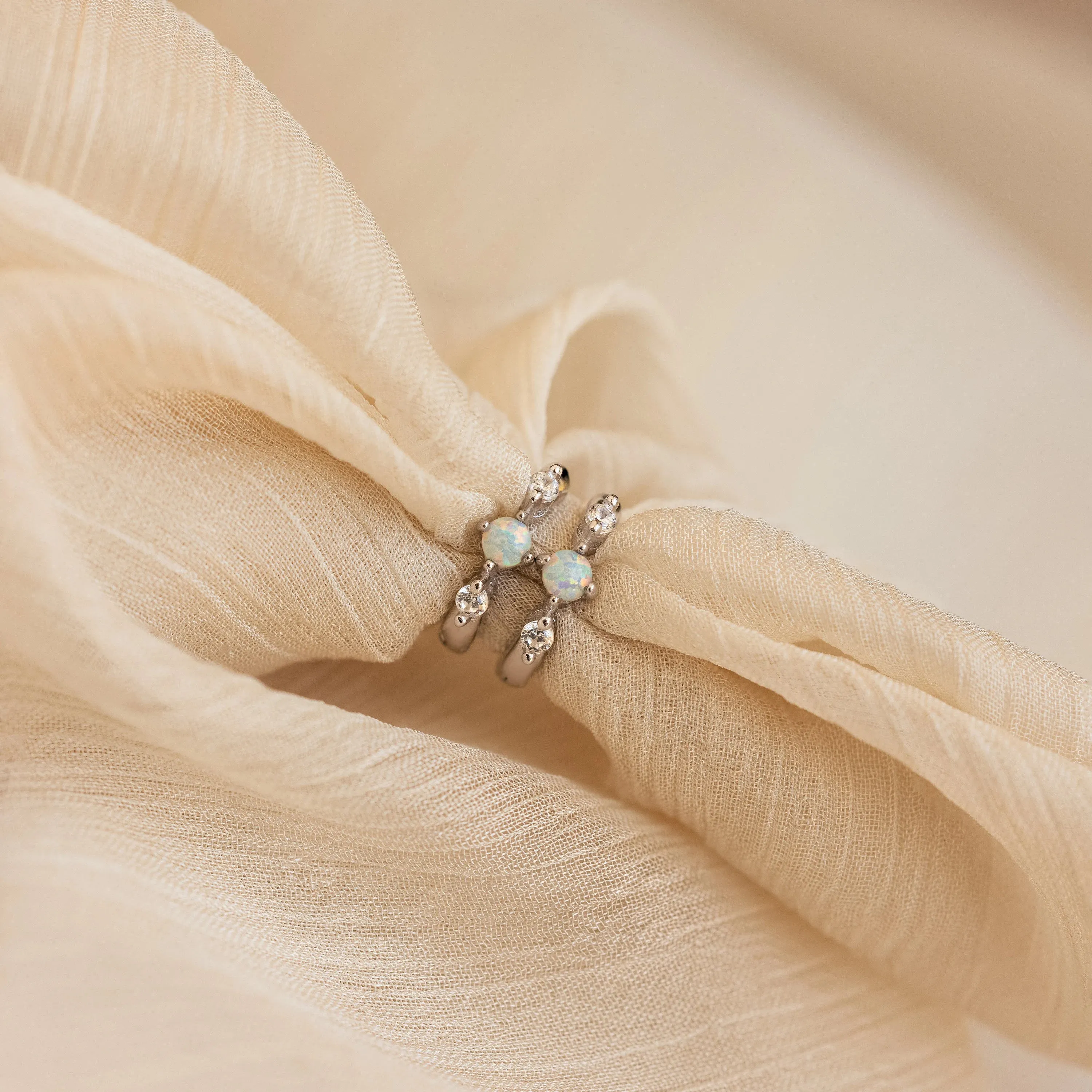 Dainty Opal Diamond Huggies