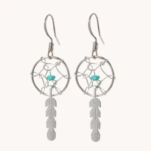 Dainty Turquoise Dreamcatcher Earrings