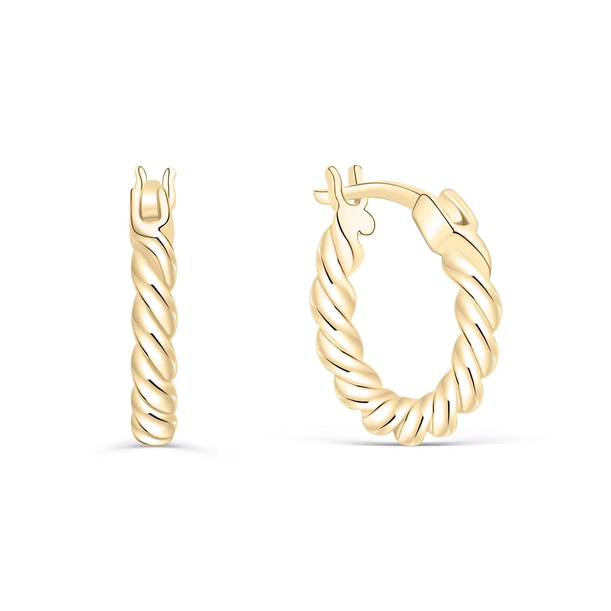 Dainty Twisted Hoop Earrings - 18K Gold Vermeil