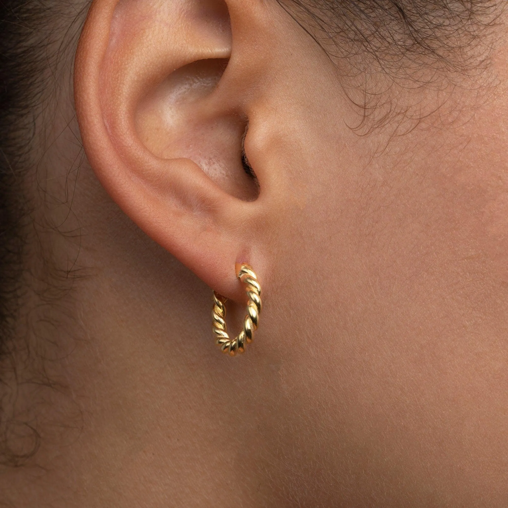 Dainty Twisted Hoop Earrings - 18K Gold Vermeil