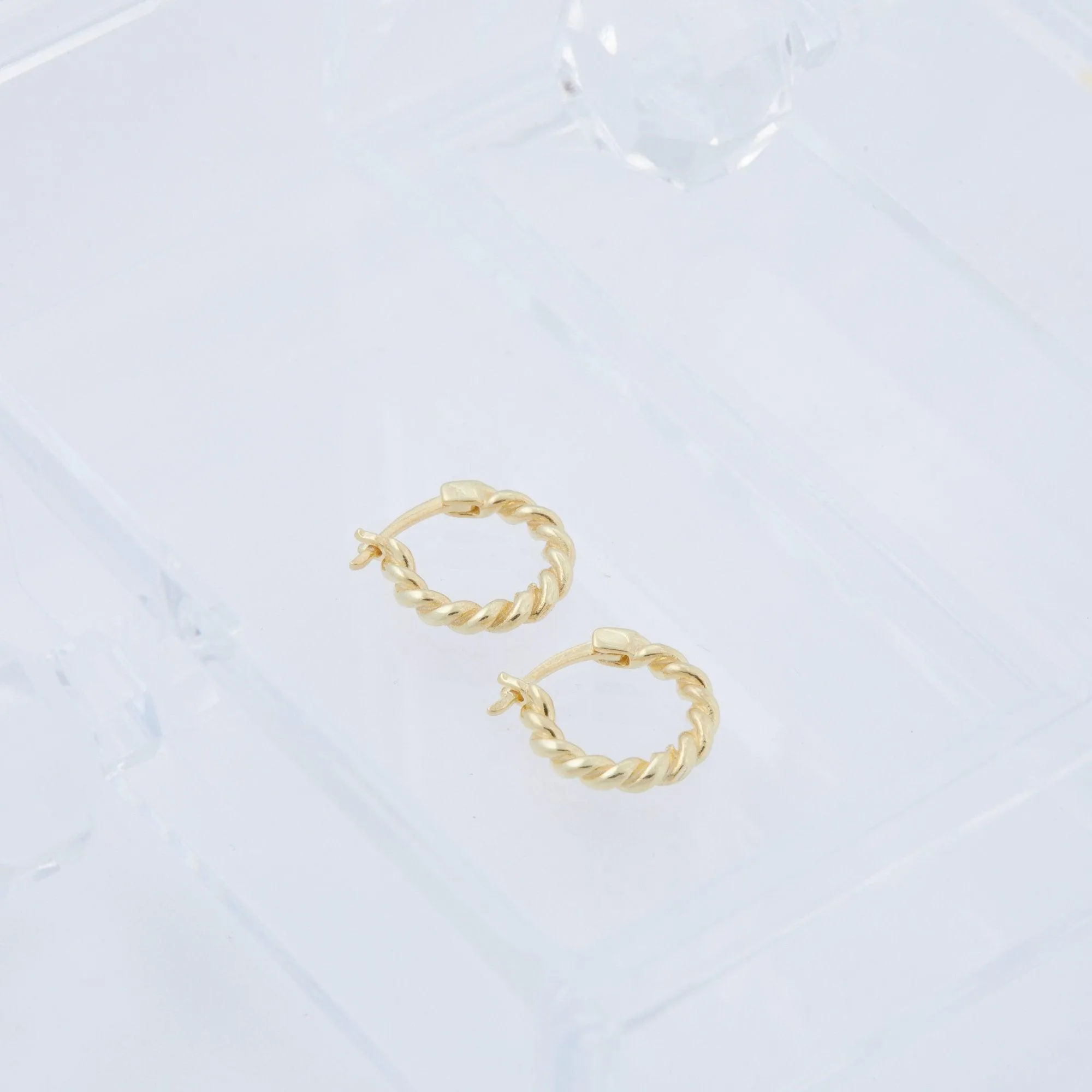 Dainty Twisted Hoop Earrings - 18K Gold Vermeil