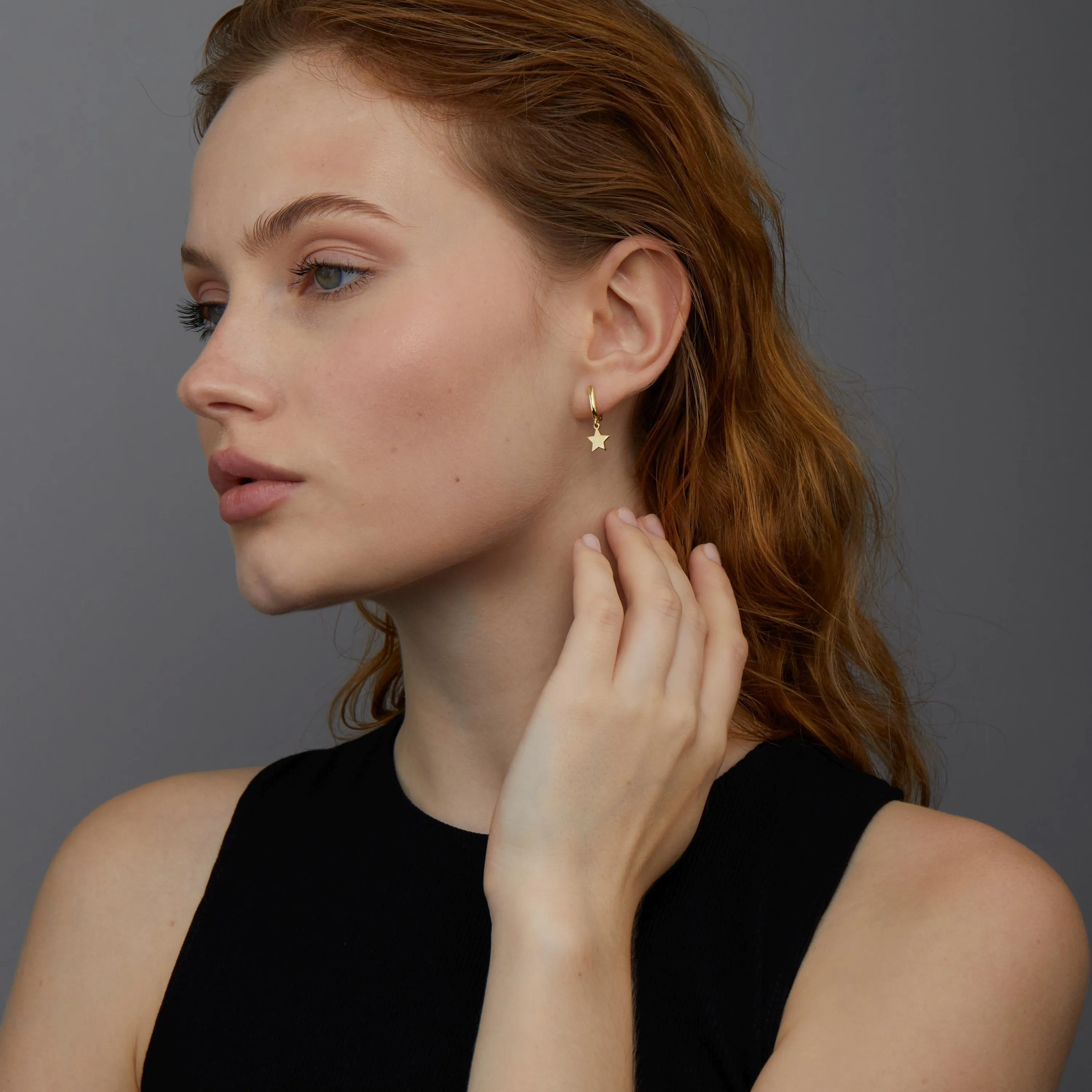 Dangling Star Hoop Earrings - 18K Gold Vermeil
