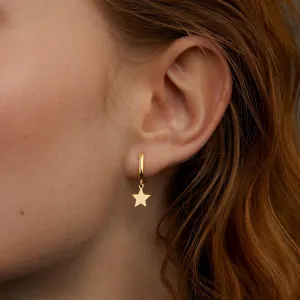 Dangling Star Hoop Earrings - 18K Gold Vermeil