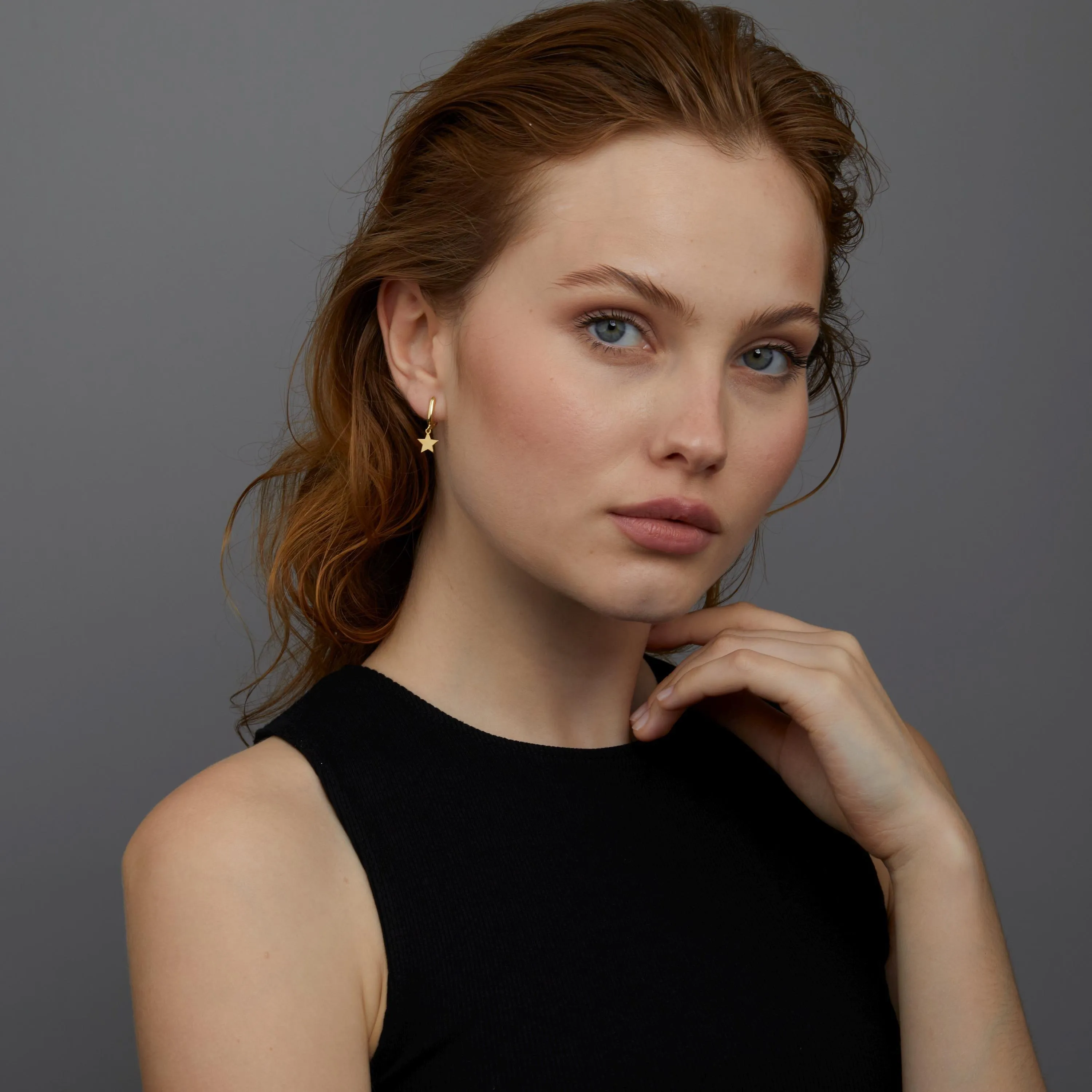 Dangling Star Hoop Earrings - 18K Gold Vermeil