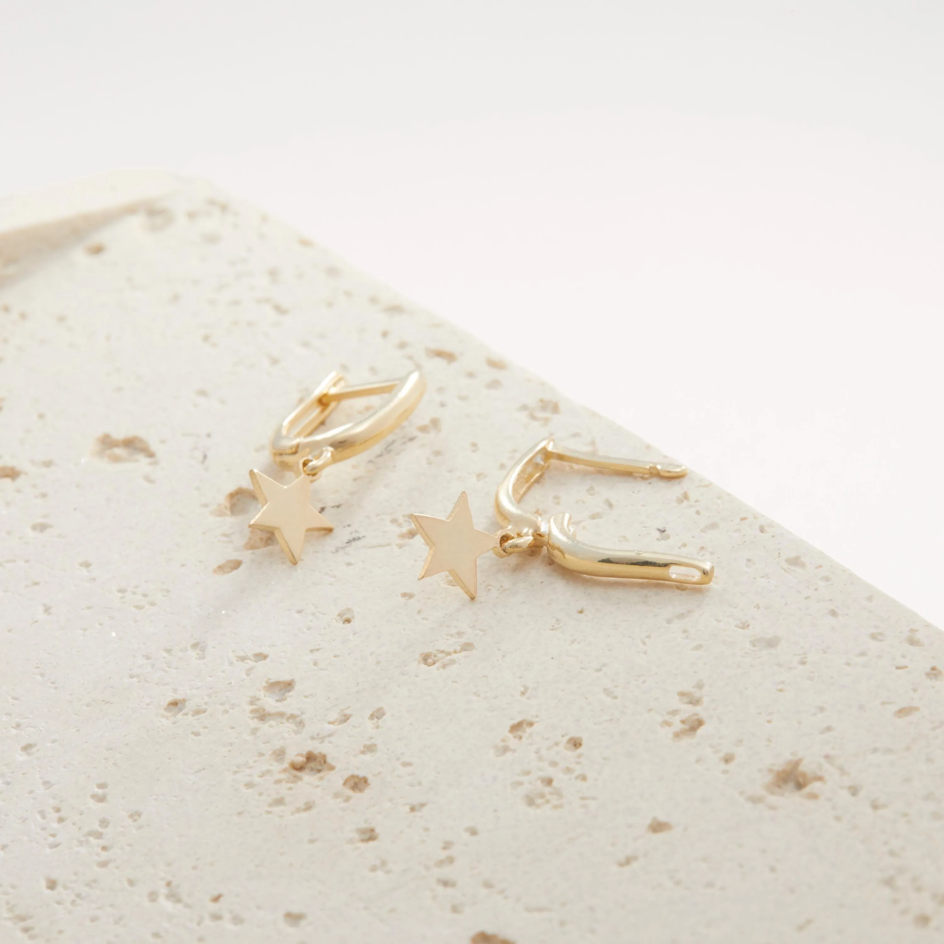 Dangling Star Hoop Earrings - 18K Gold Vermeil