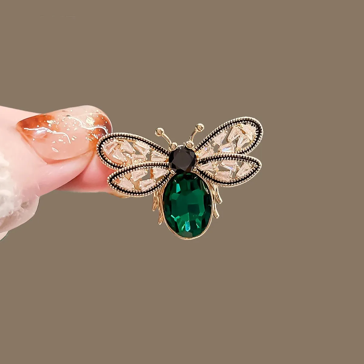 Delicate Green Crystal Lucky Four Leaf Clover Brooches for Women