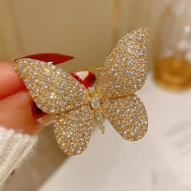 Delicate Green Crystal Lucky Four Leaf Clover Brooches for Women