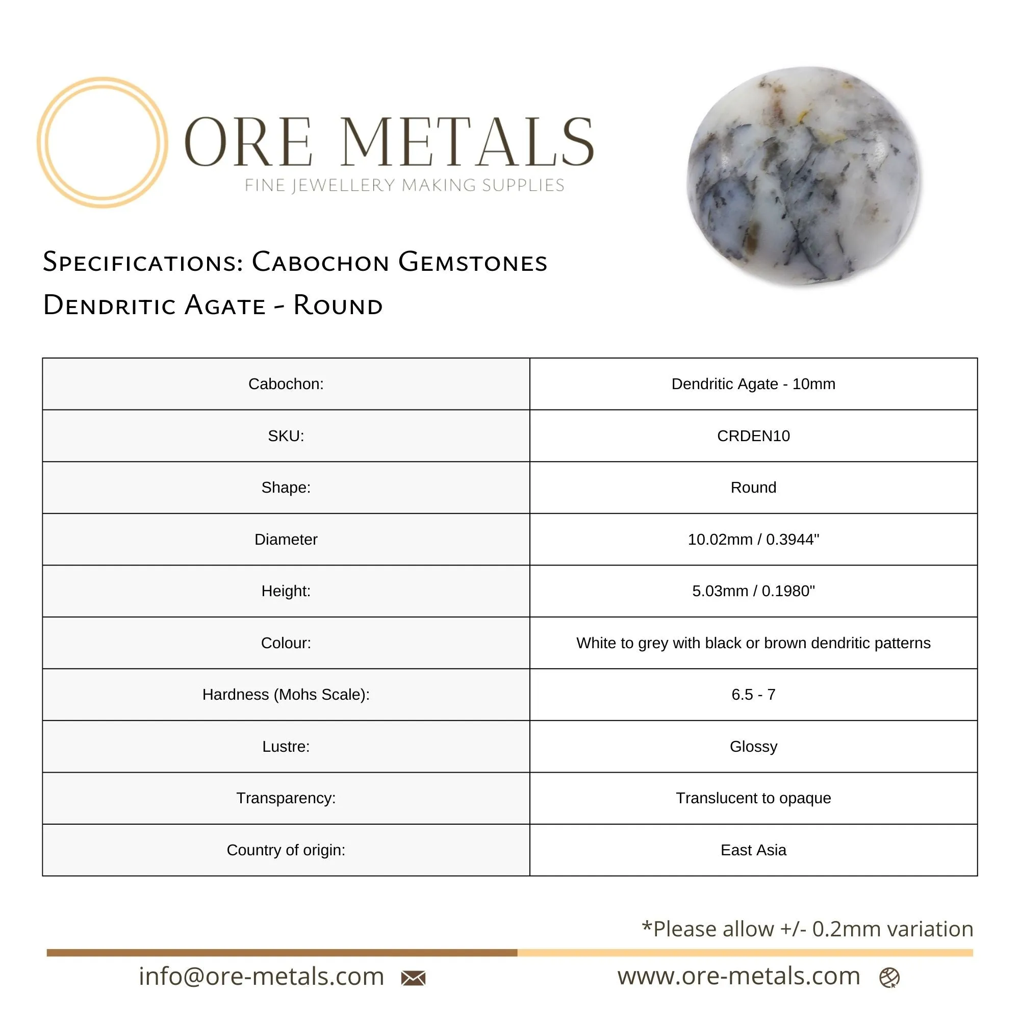 Dendritic Agate - Round Cabochon
