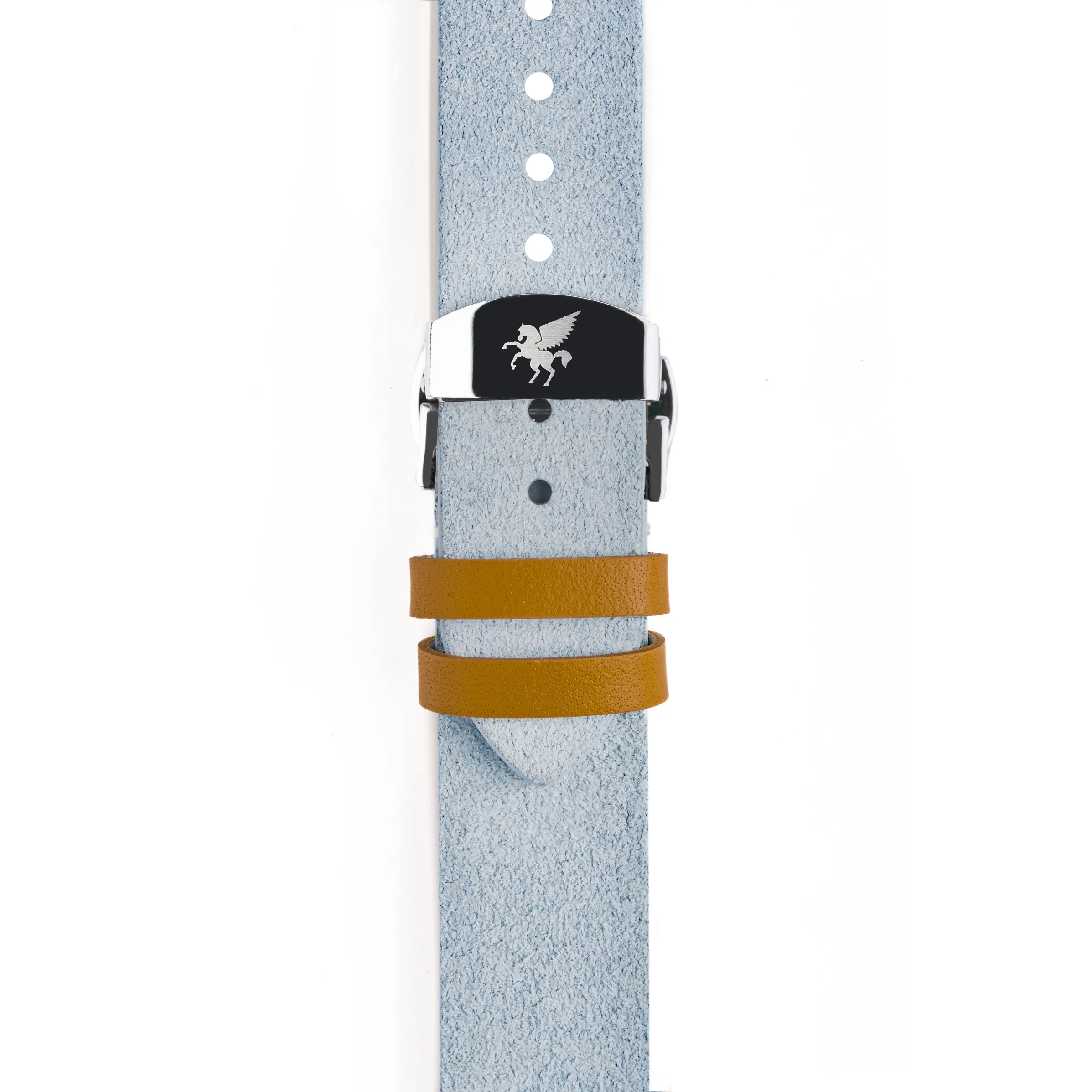 Denim Blue Italian Suede Leather Strap w/ Butterfly Buckle