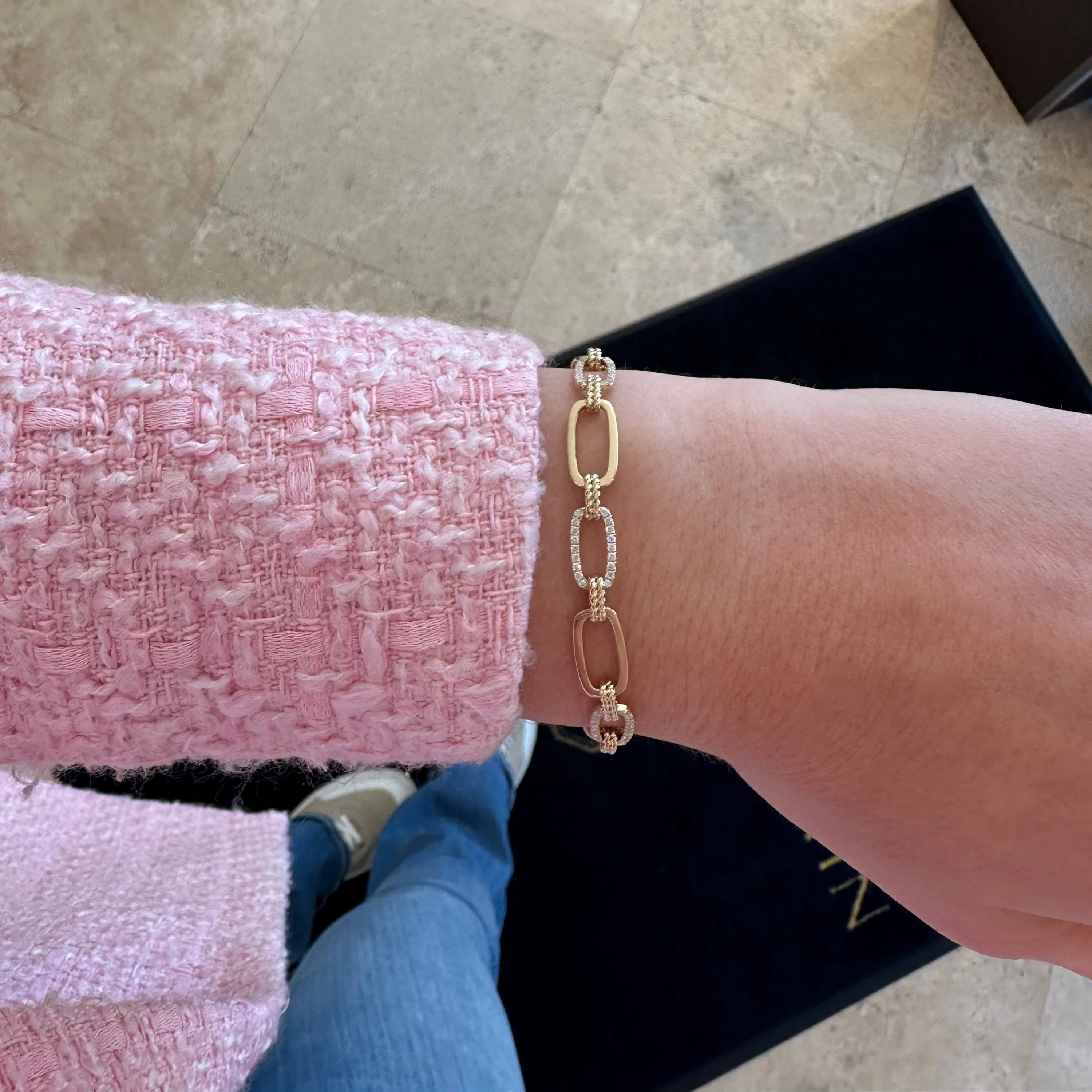 Diamond & Rope Elongated Chain Bracelet