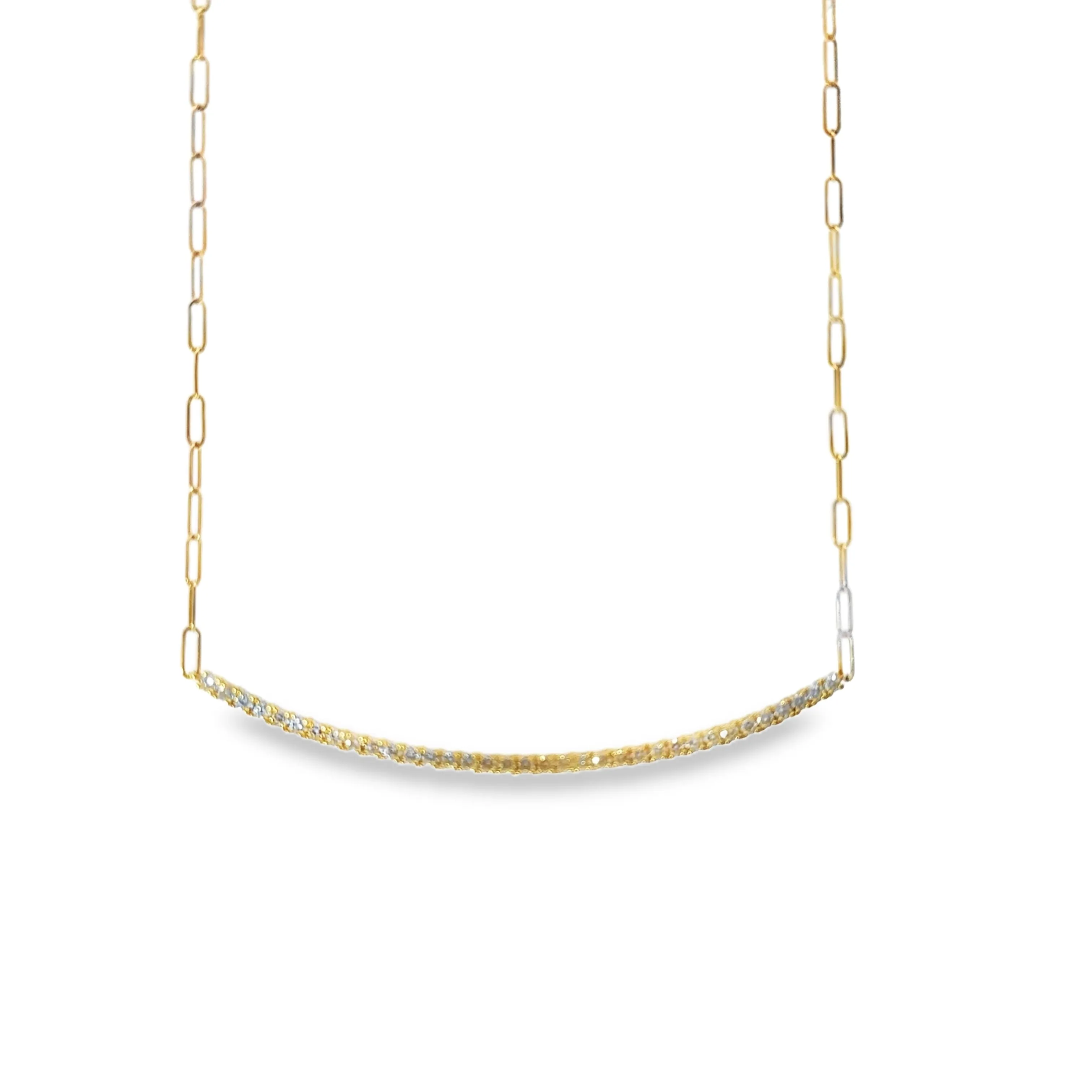 Diamond Bar Paperclip Chain Necklace