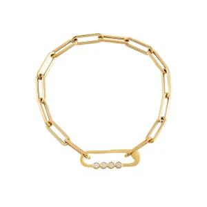 Diamond Bezel Clicker Link Bracelet 14K