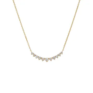 Diamond Large Graduated Curved Bar Necklace 14K
