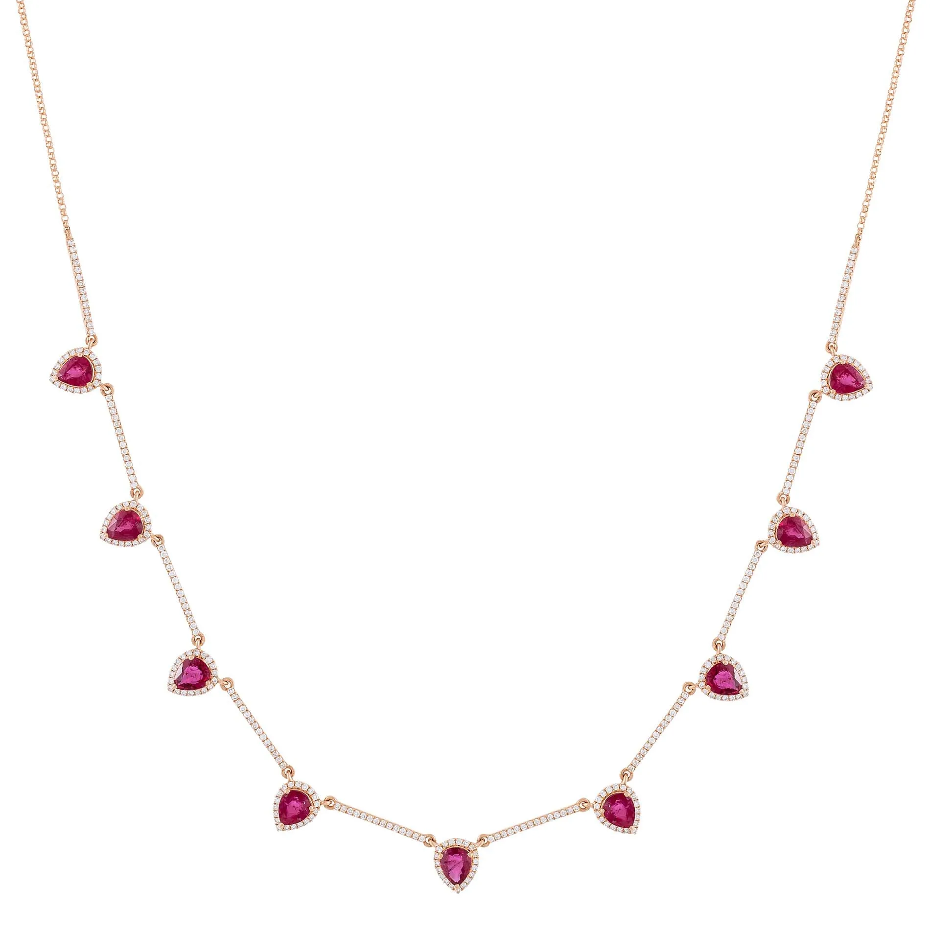 Diamond Magenta Teardrop Necklace 14K
