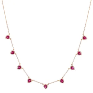 Diamond Magenta Teardrop Necklace 14K