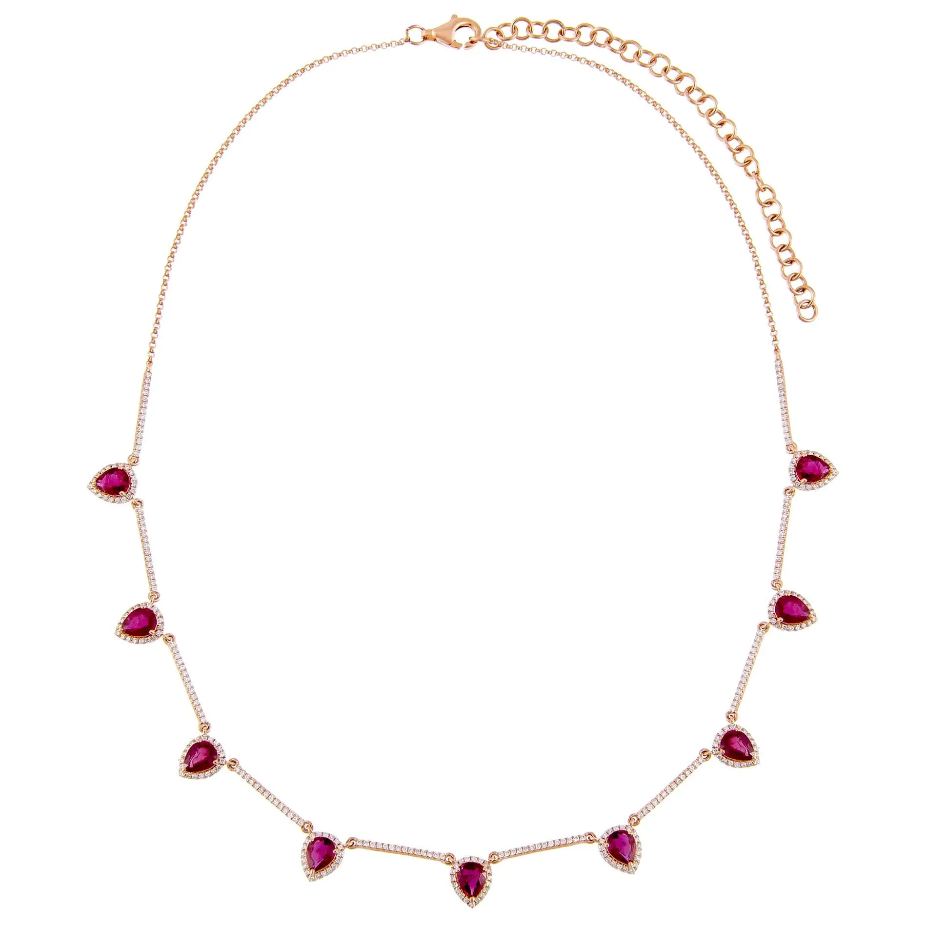 Diamond Magenta Teardrop Necklace 14K