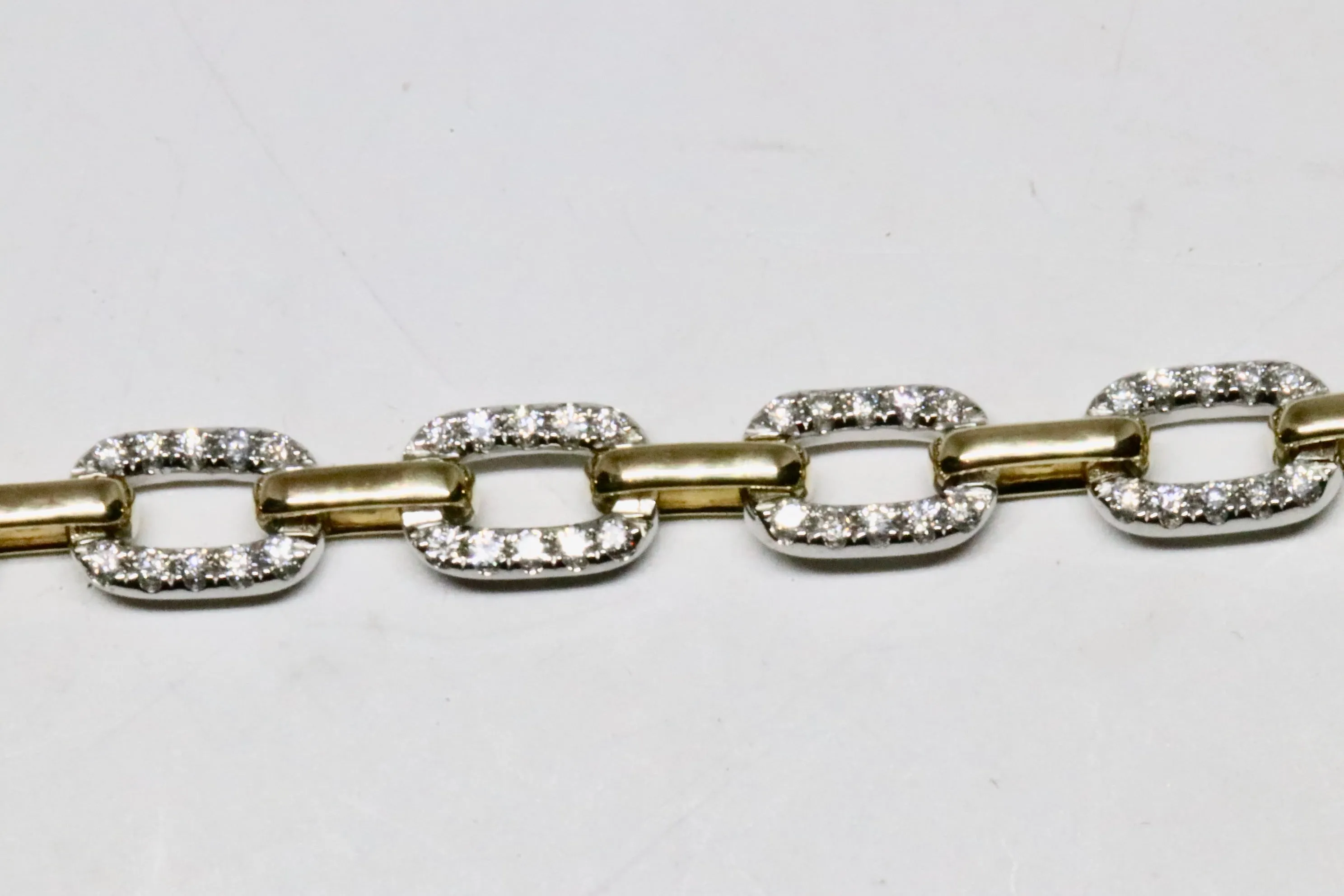Diamond Paperclip Chain in 14kt Yellow and White Gold