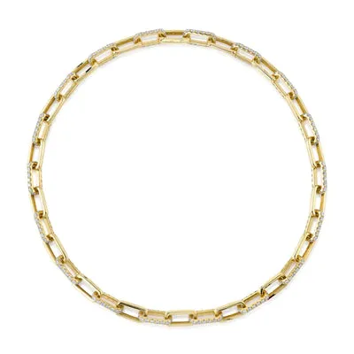 Diamond Pavé Paper Clip Link Necklace