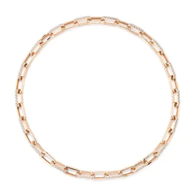 Diamond Pavé Paper Clip Link Necklace