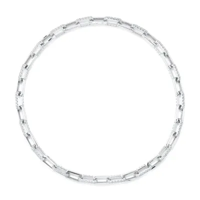 Diamond Pavé Paper Clip Link Necklace