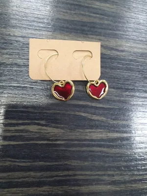 DMB Red Heart Hoop Earrings