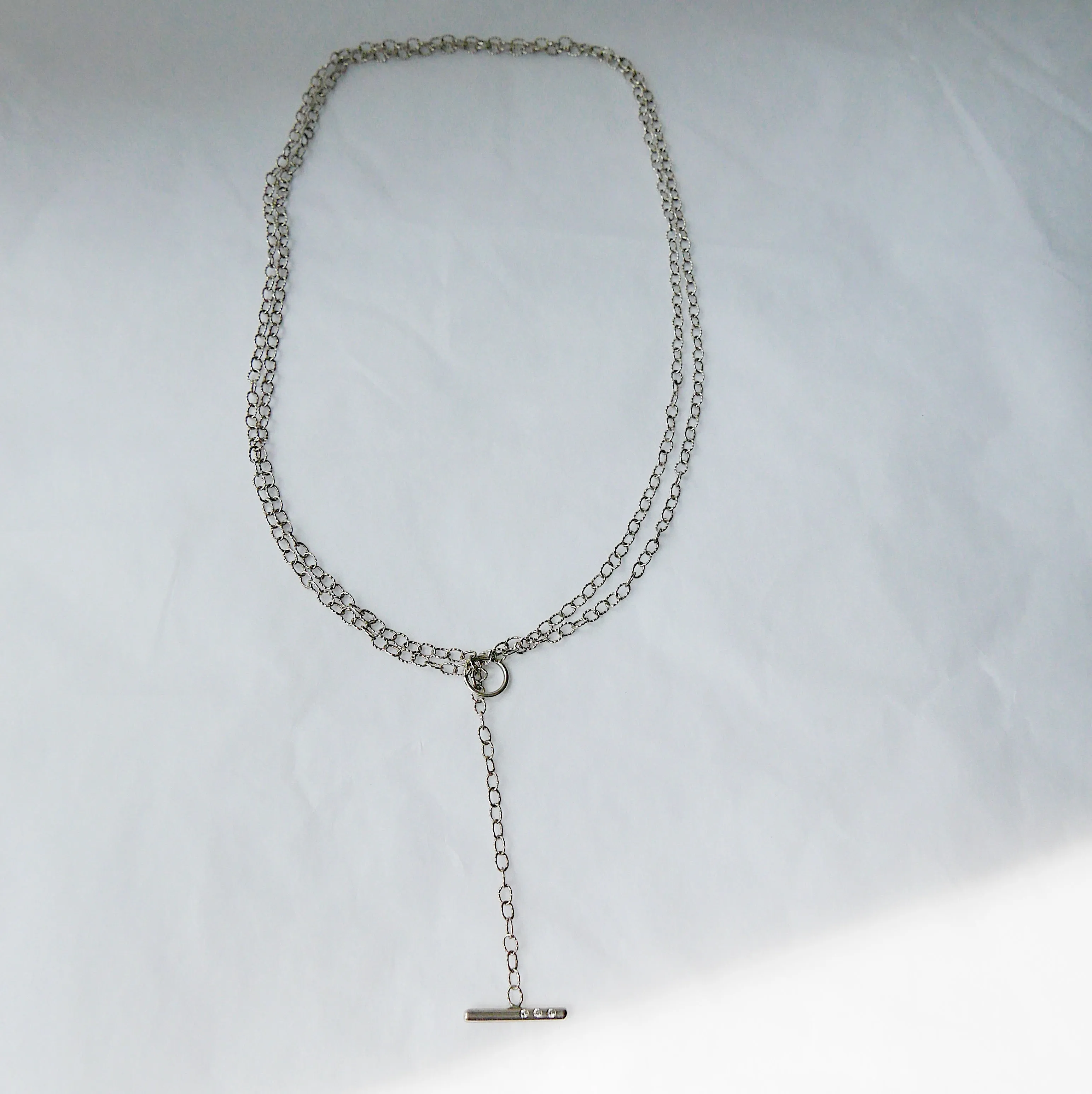 Double Chain Diamond Bar Necklace - Small